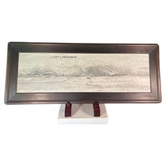 Chinese Natural Stone "Painting" Gray And White Big Mountains And Waters