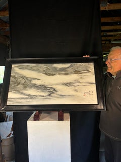 Chinese Natural Stone "Painting" Puffy White Mountains