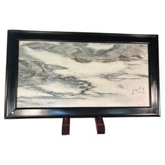 Chinese Natural Stone "Painting" Puffy White Mountains