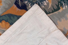 Tenture murale en point de croix chinois:: champ bleu:: bordures violettes