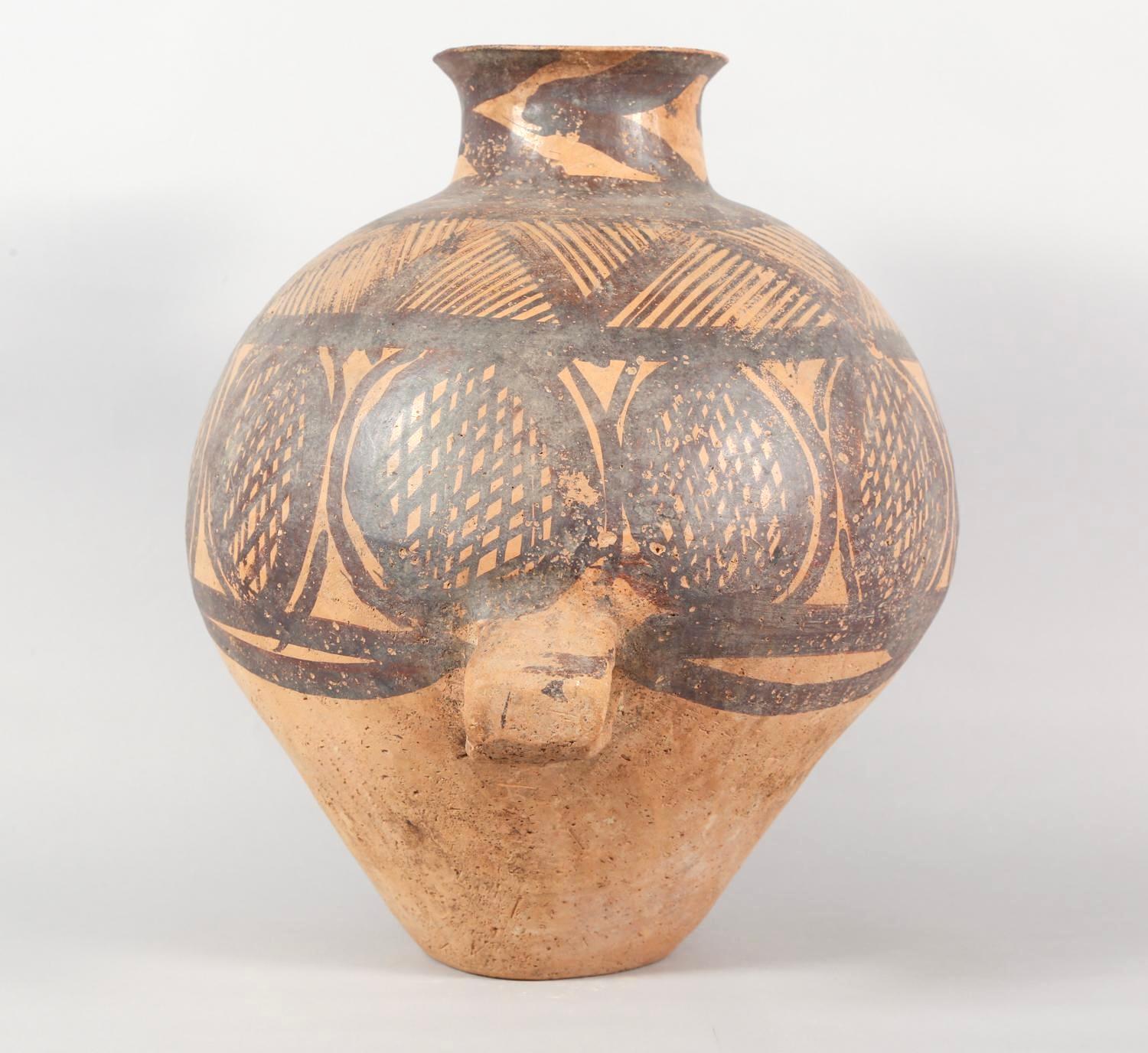 Chinese Neolithic Painted Ovoid Pottery Jar, Machang Period    #10 In Good Condition For Sale In Bradenton, FL