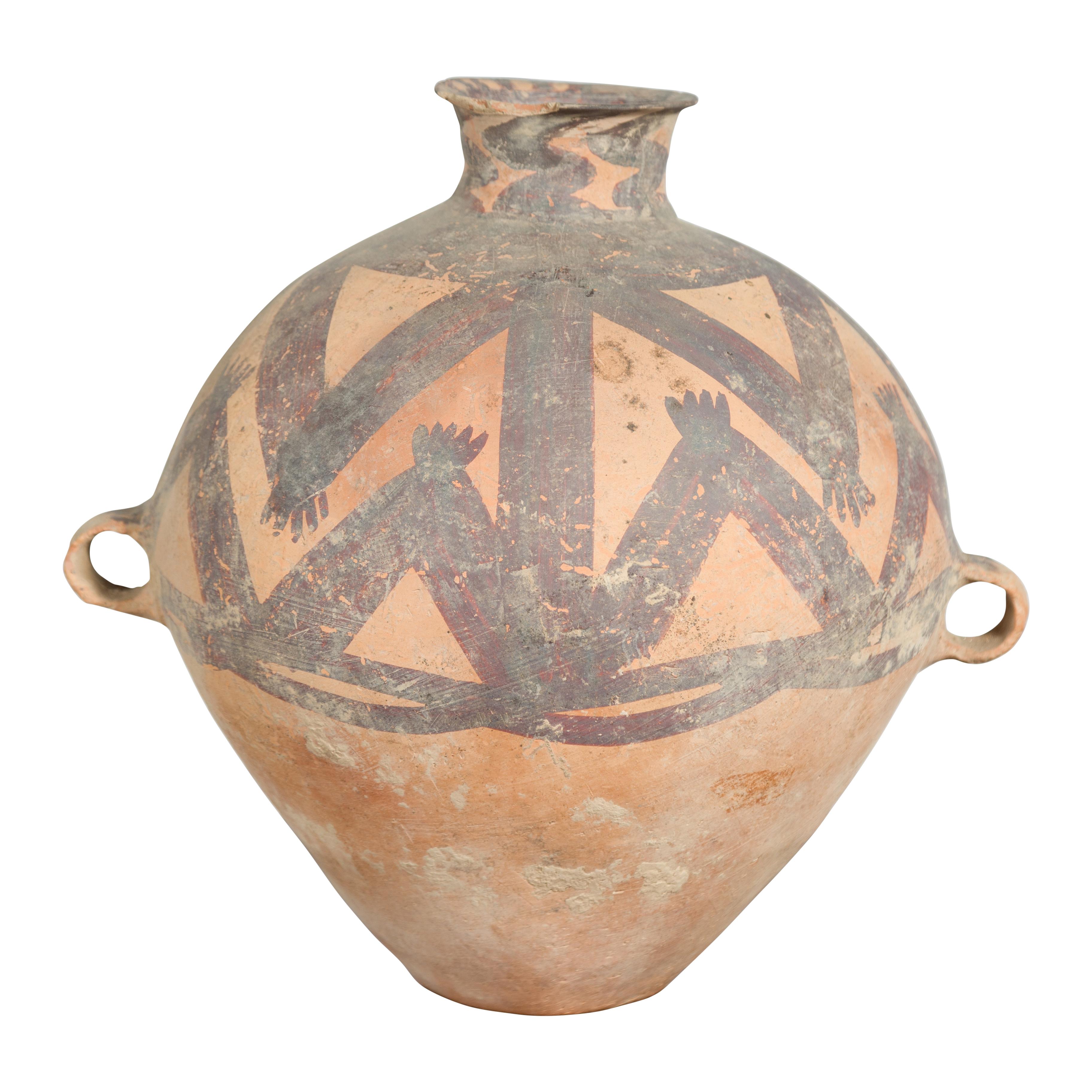Chinese Neolithic Period 4000 BC Terracotta Storage Jar with Geometric Décor 12