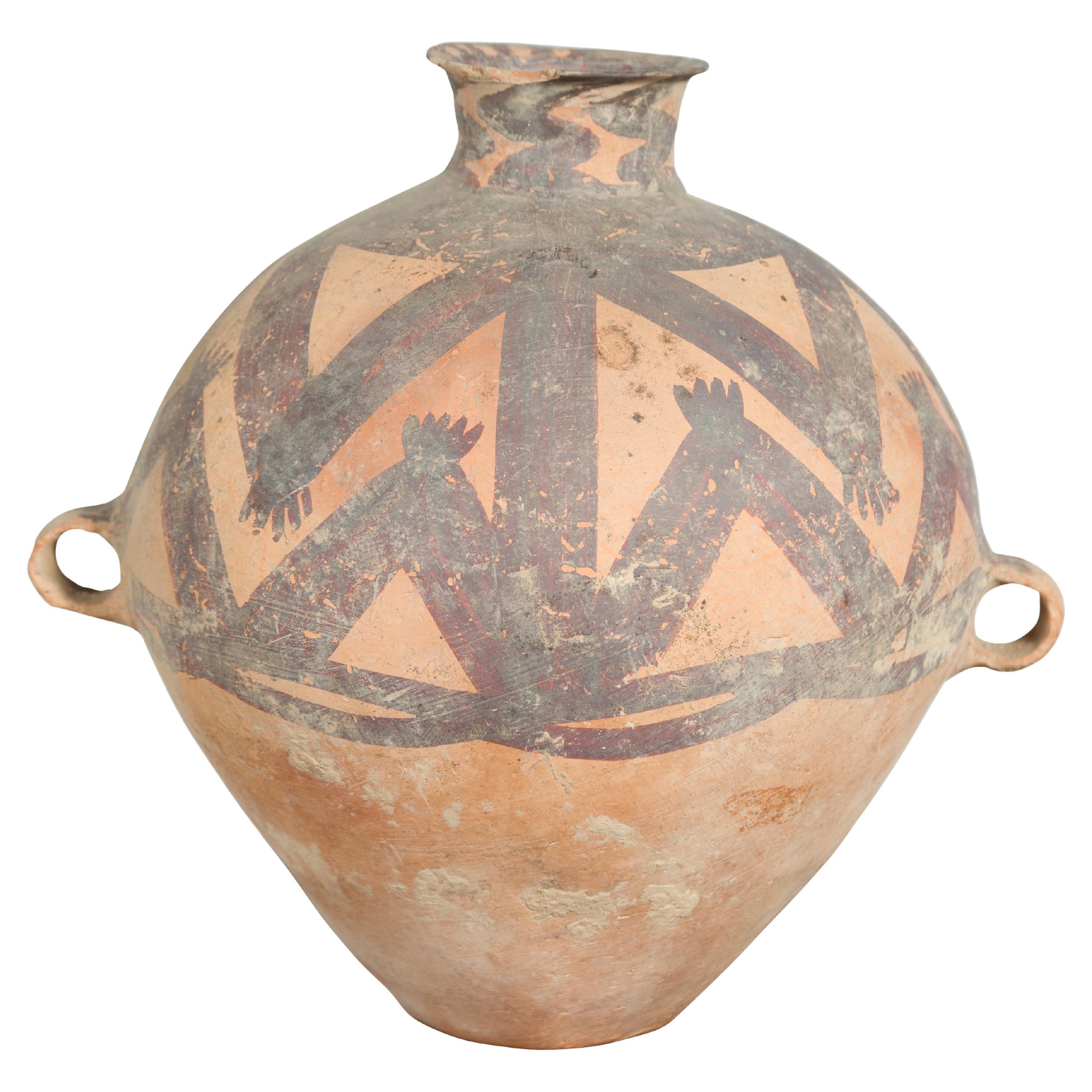 Chinese Neolithic Period 4000 BC Terracotta Storage Jar with Geometric Décor