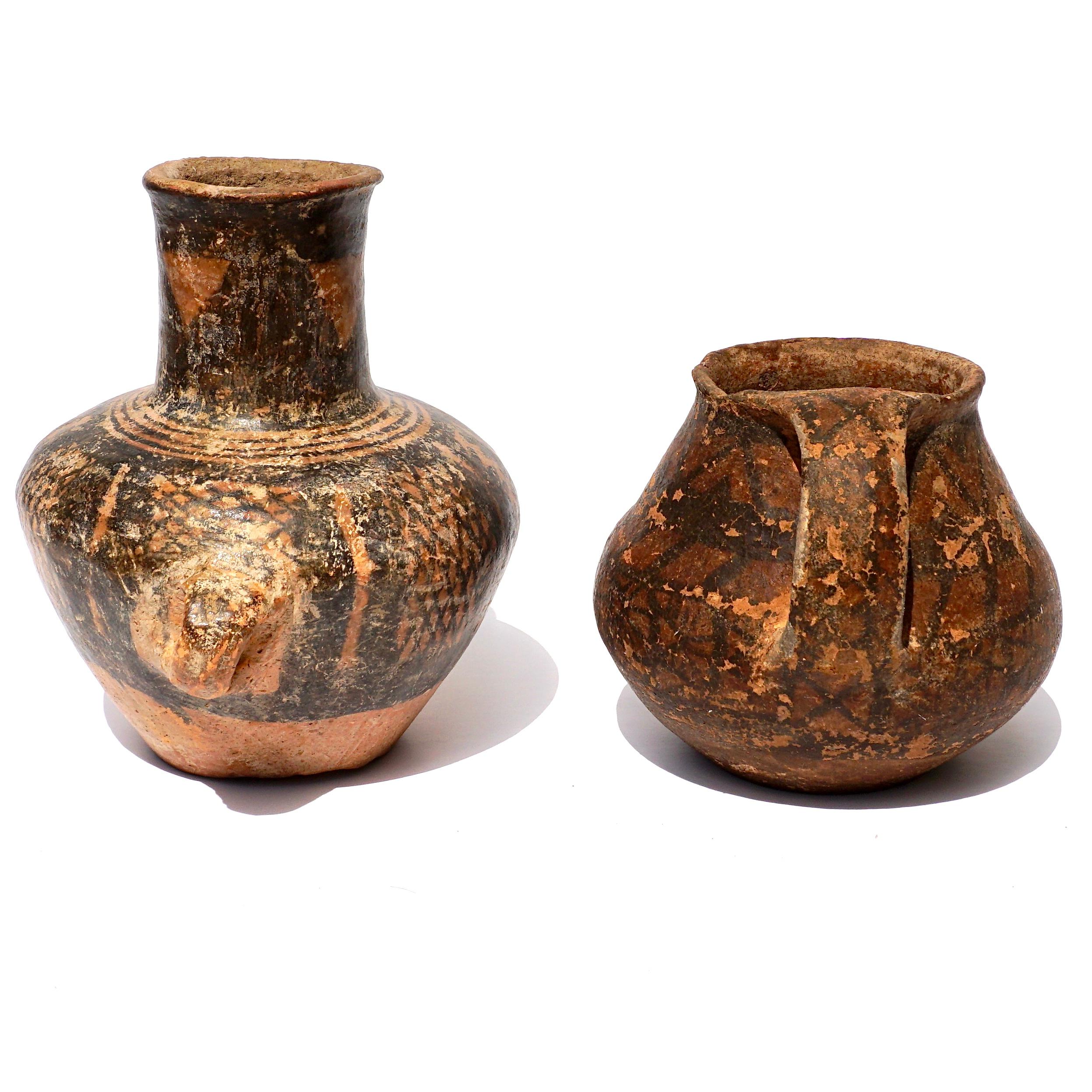 Hand-Crafted Chinese Neolithic Pottery Vases circa 3500 BCE