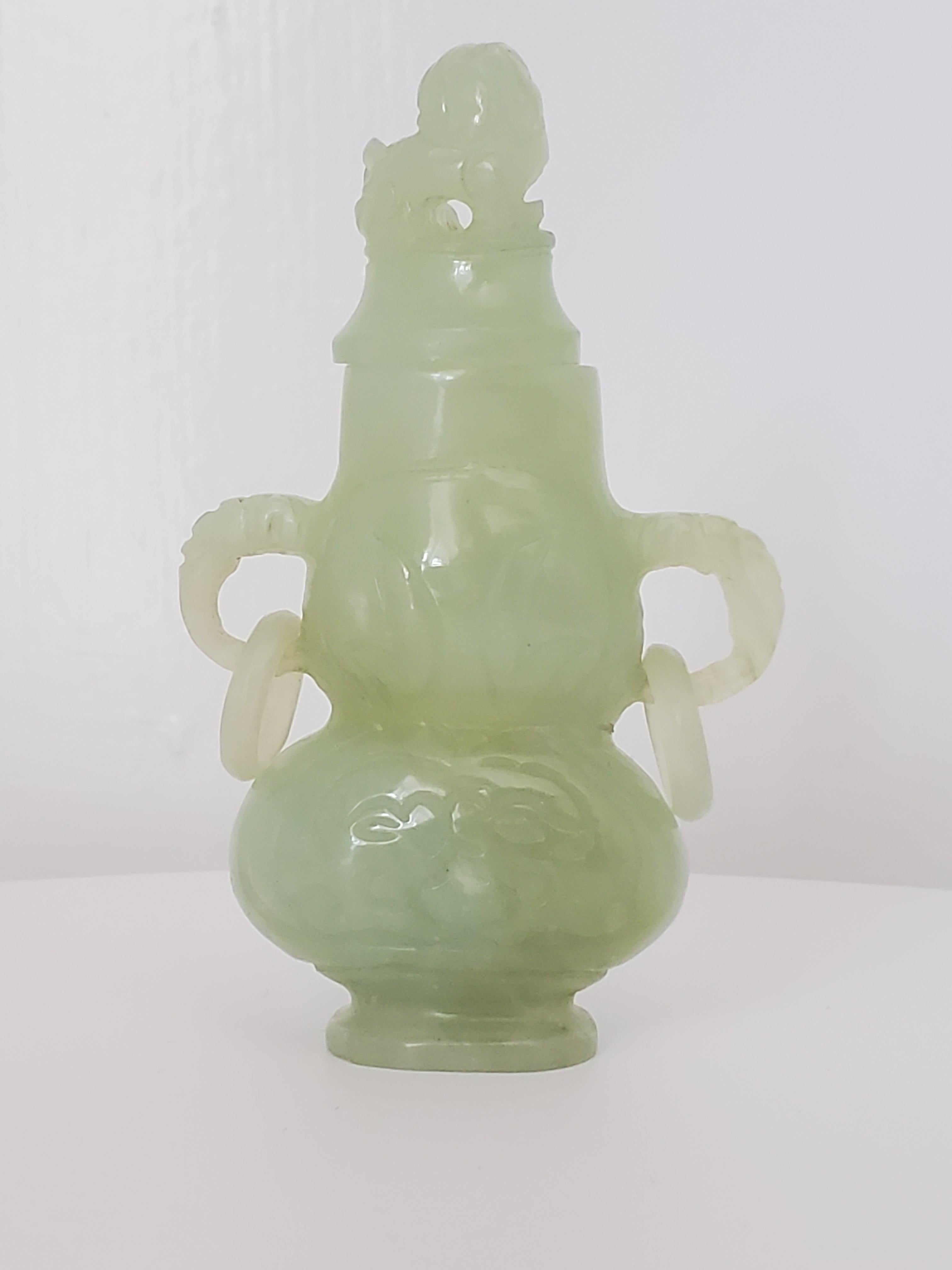 Hand-Crafted Chinese Nephrite Jade Archaistic Covered Vase, Qing Dynasty For Sale