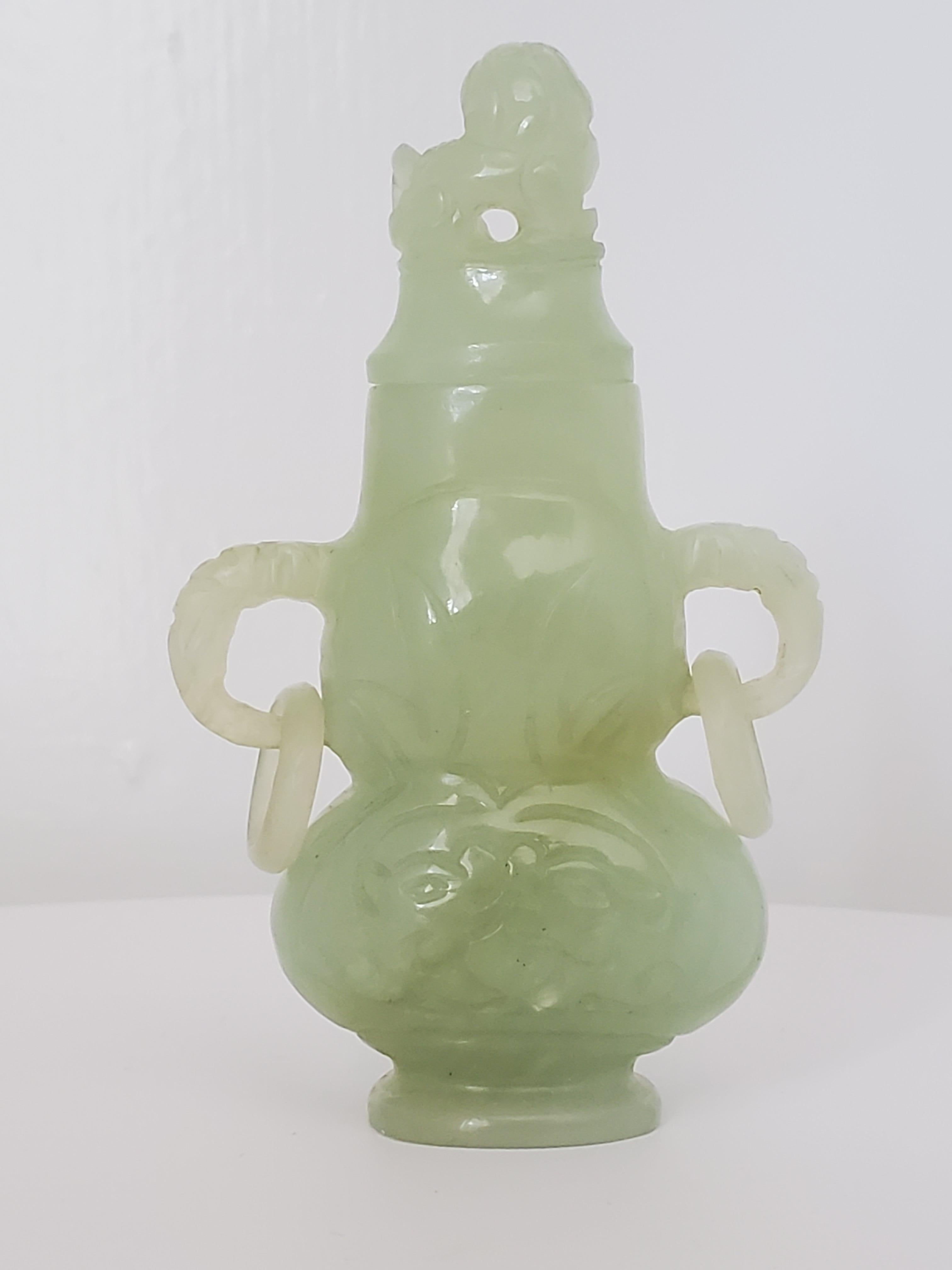 19th Century Chinese Nephrite Jade Archaistic Covered Vase, Qing Dynasty For Sale