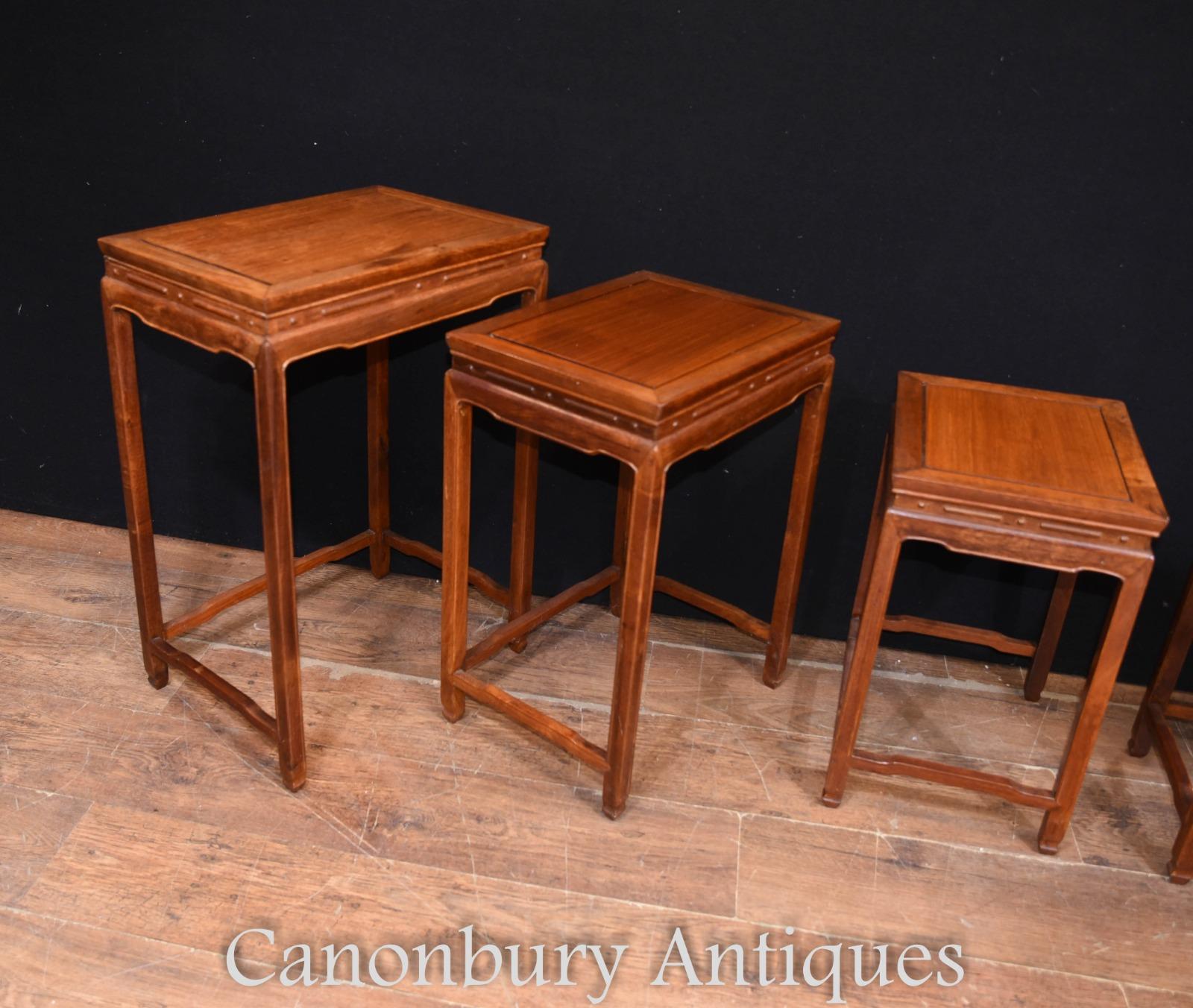 Chinese Nest of Tables Set of 4 Quartetto Hardwood For Sale 1
