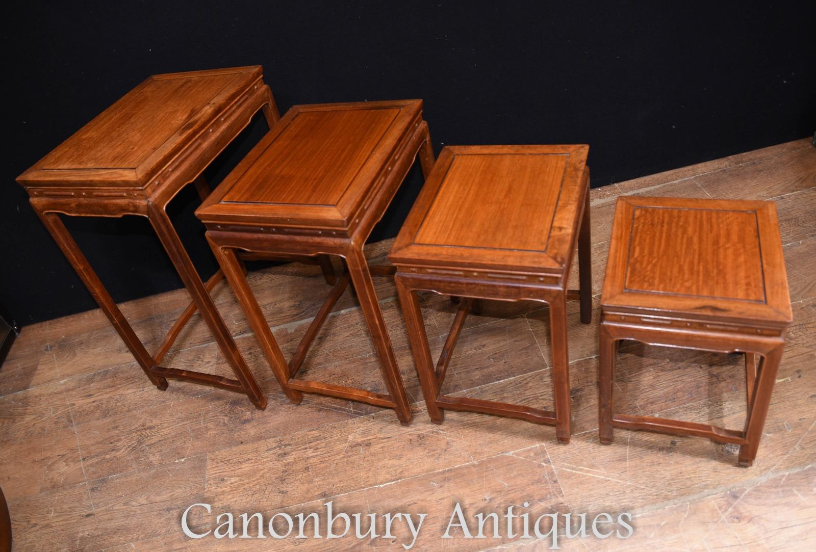 Chinese Nest of Tables Set of 4 Quartetto Hardwood For Sale 2