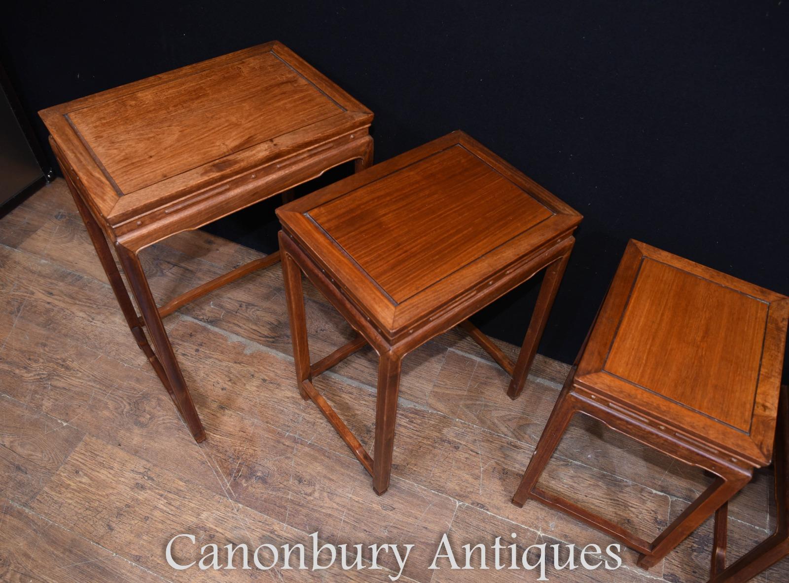 Chinese Nest of Tables Set of 4 Quartetto Hardwood For Sale 3