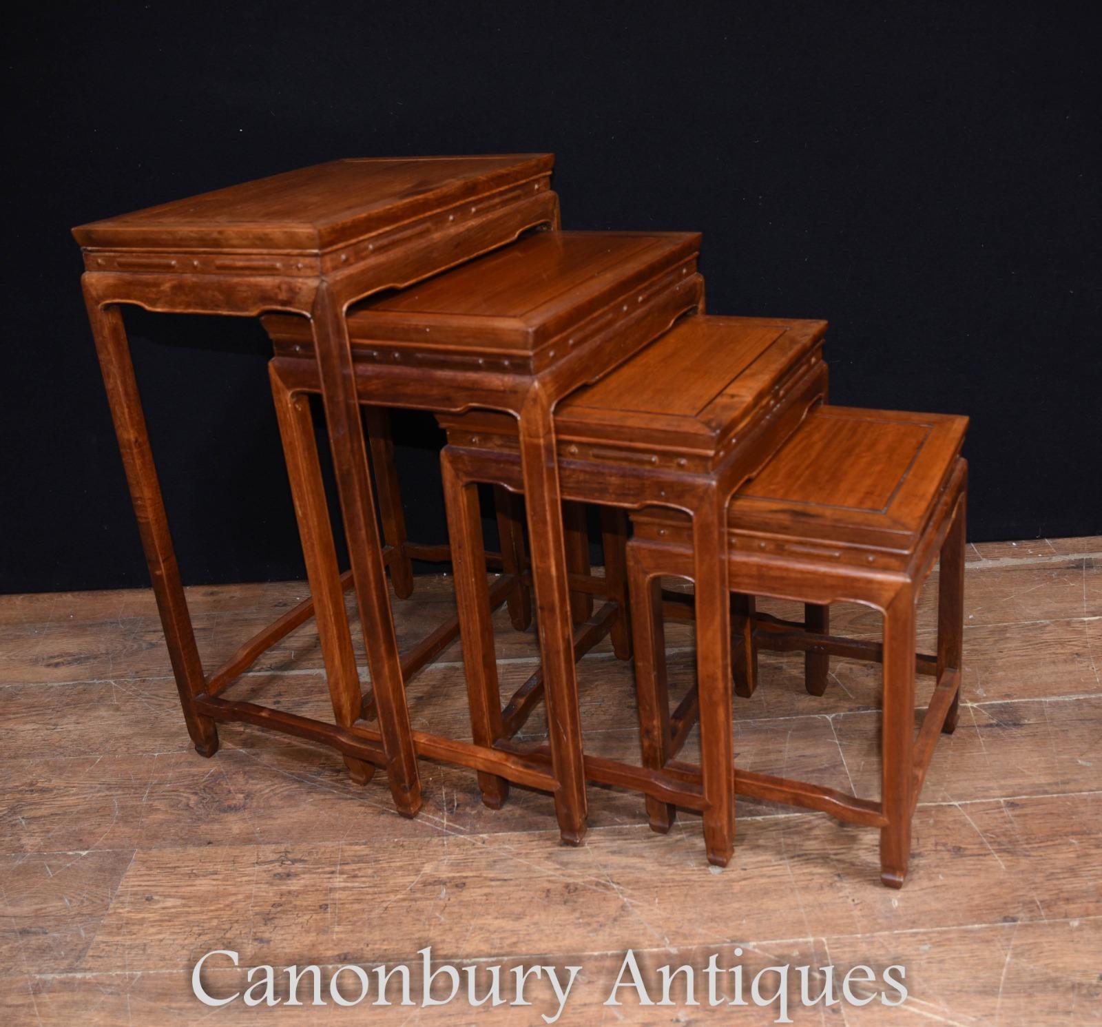 Chinese Nest of Tables Set of 4 Quartetto Hardwood For Sale 4