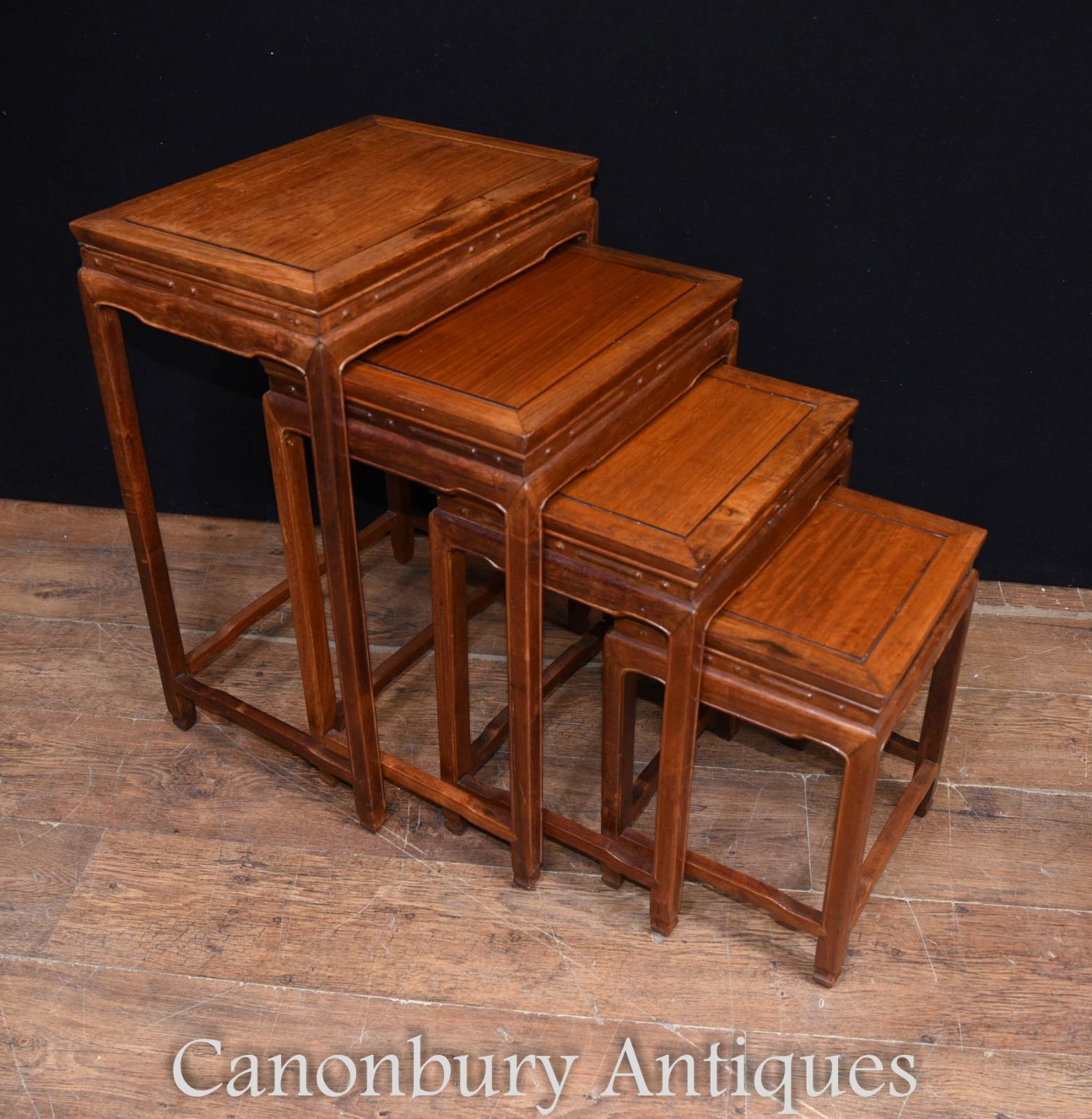 Chinese Nest of Tables Set of 4 Quartetto Hardwood For Sale 5