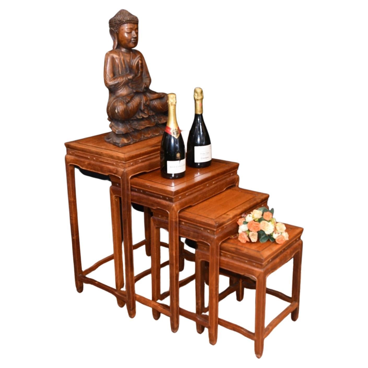 Chinese Nest of Tables Set of 4 Quartetto Hardwood For Sale