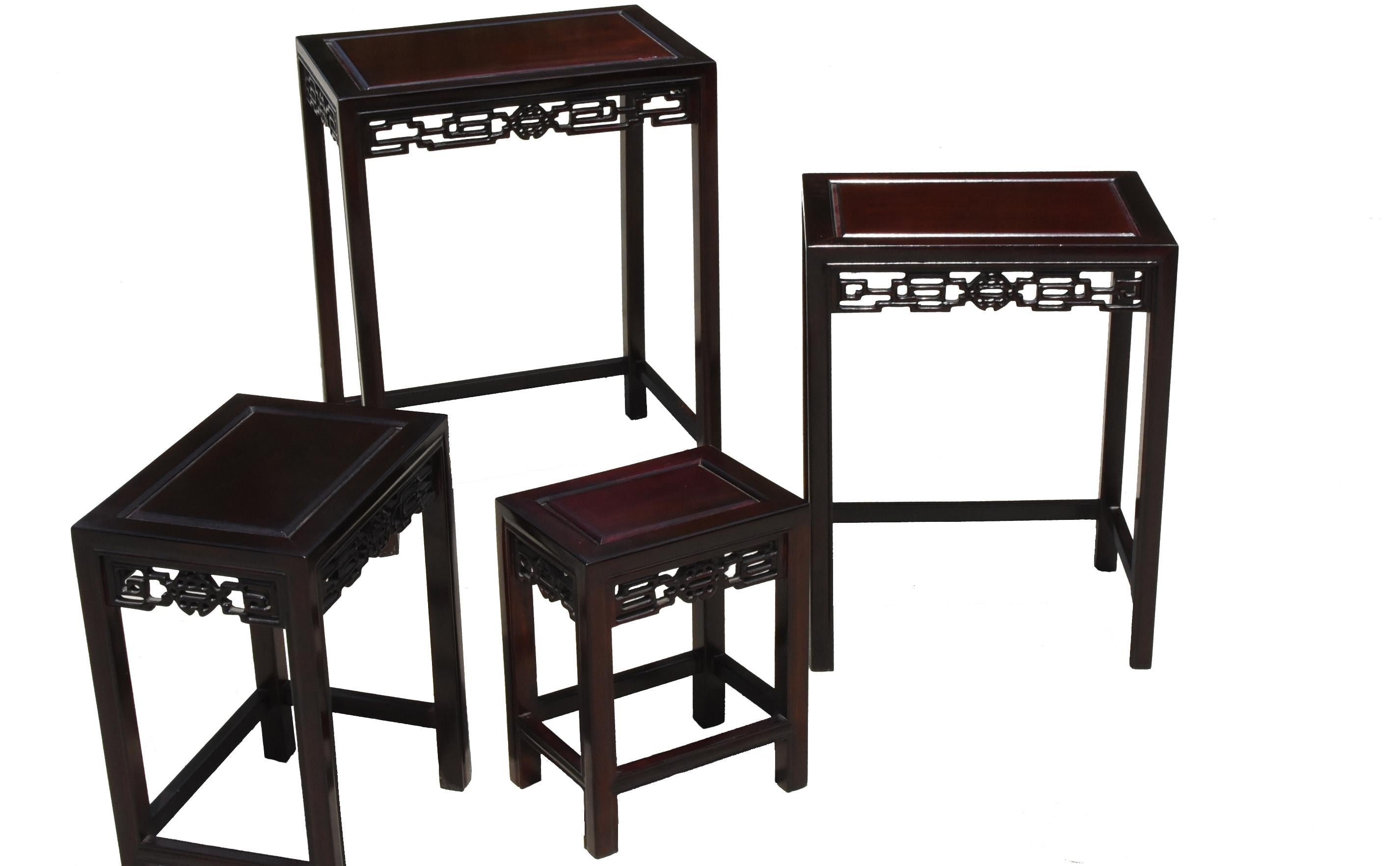 Chinese Nesting Tables Set of Four Solid Rosewood 4