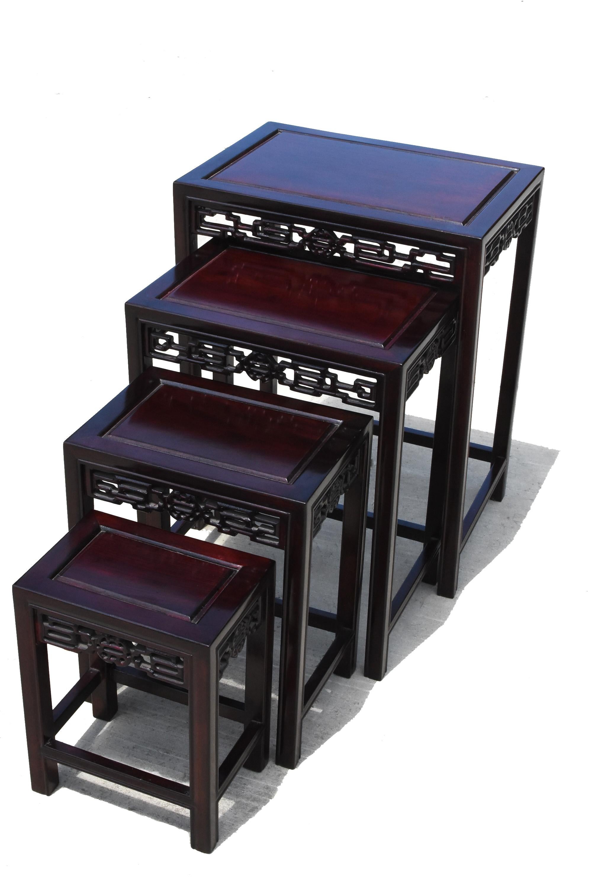 20th Century Chinese Nesting Tables Set of Four Solid Rosewood