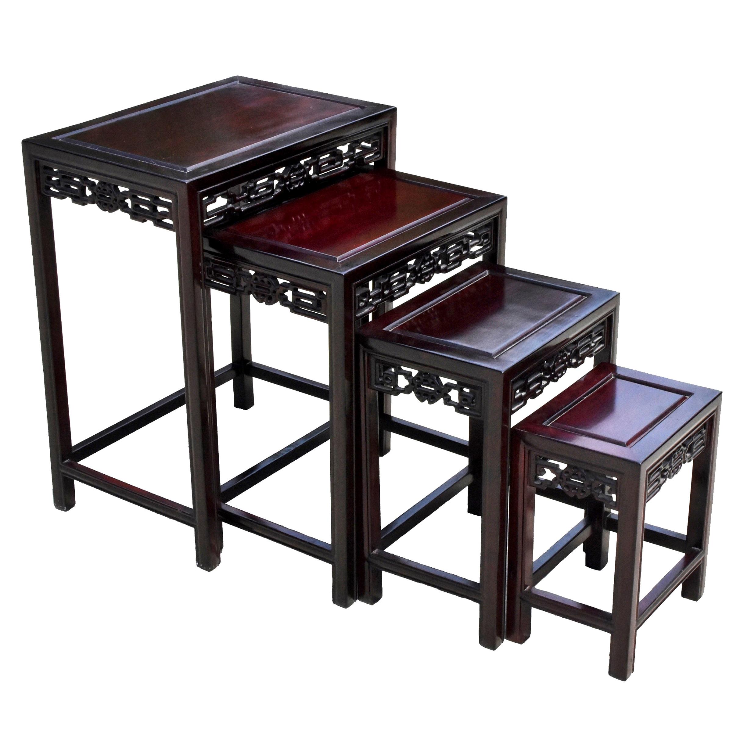 Chinese Nesting Tables Set of Four Solid Rosewood