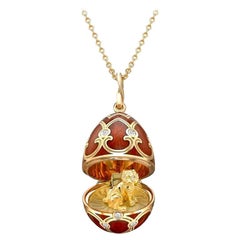 Fabergé Chinese New Year Heritage Tiger Yellow Gold Red Enamel Locket
