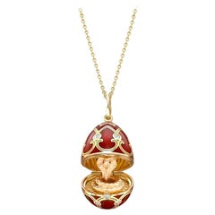 Fabergé Chinese New Year Heritage Snake Yellow Gold Red Enamel Locket