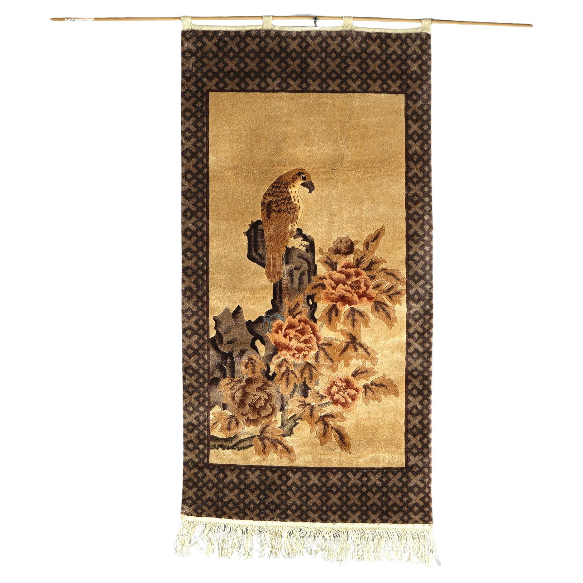 Chinese Nichols Fine Wool Pictorial Oriental Wall Hanging - Rug 20th C For Sale