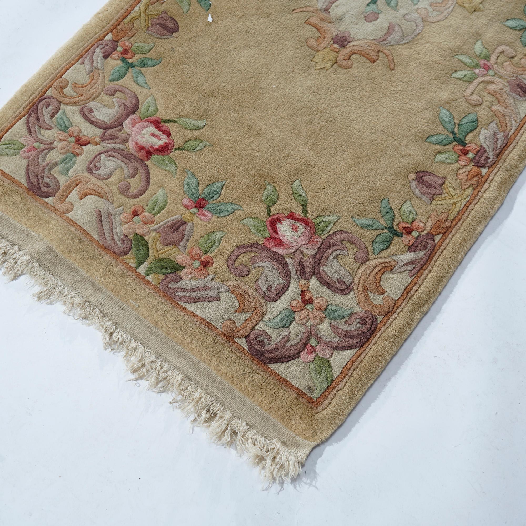 Chinese Nichols Oriental Triple Medallion Floral Wool Rug Runner 20th C For Sale 2