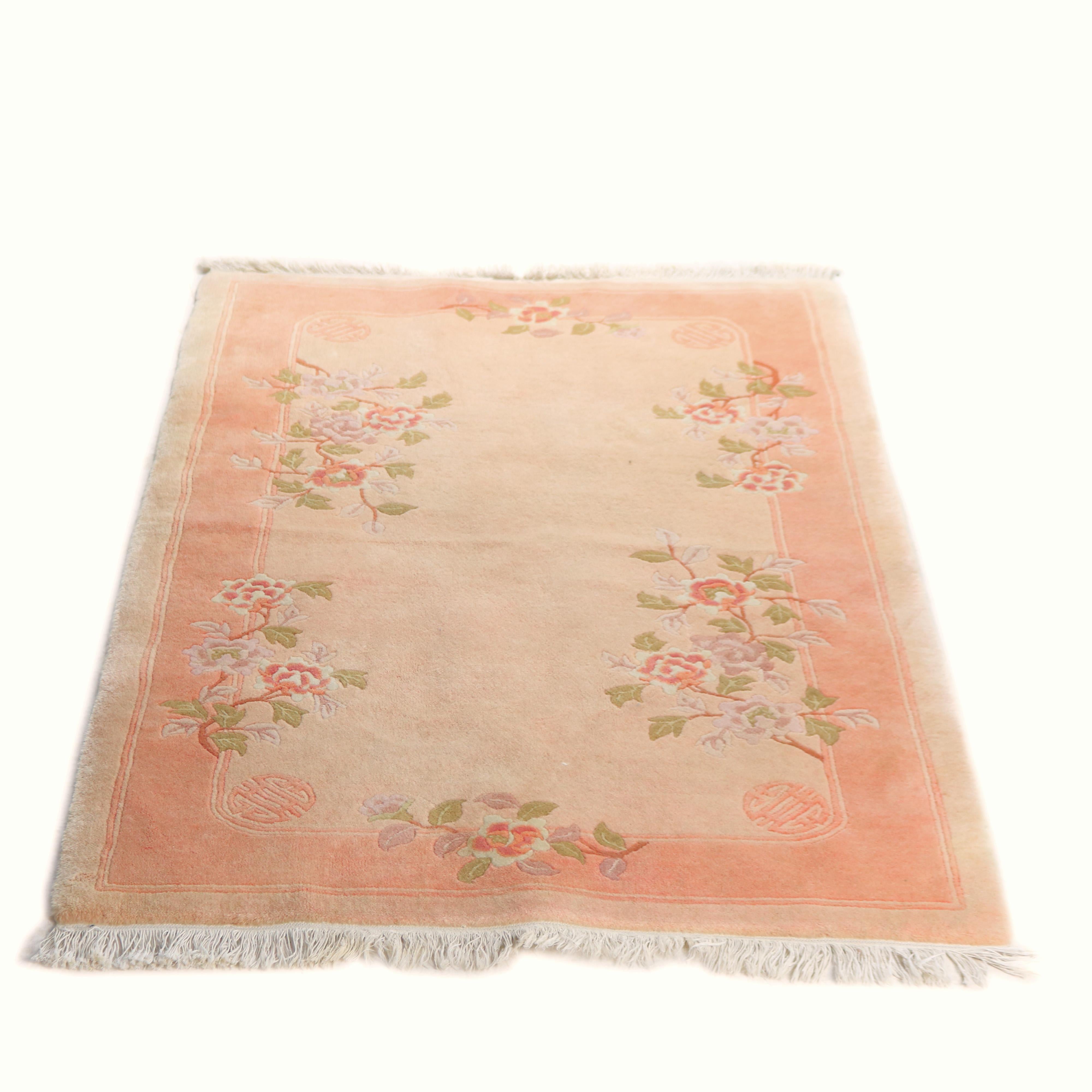 Asian Chinese Nichols Oriental Wool Throw Rug 20th Century For Sale
