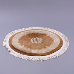 Chinese Nichols Round Oriental Wool Rug, Circa 1940