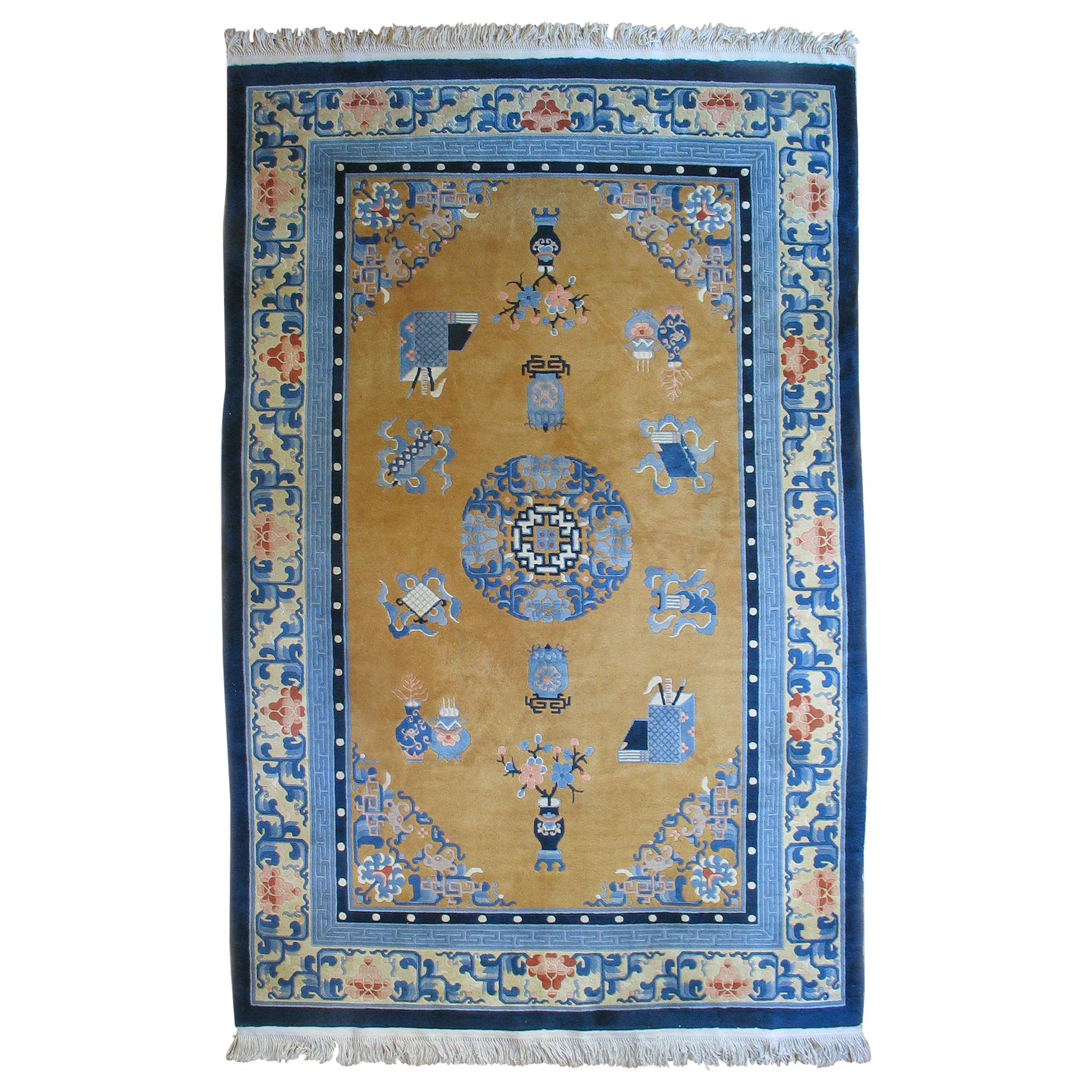 Chinese Ninghsia Style “Hundred Antiques” Carpet, circa 1960 For Sale