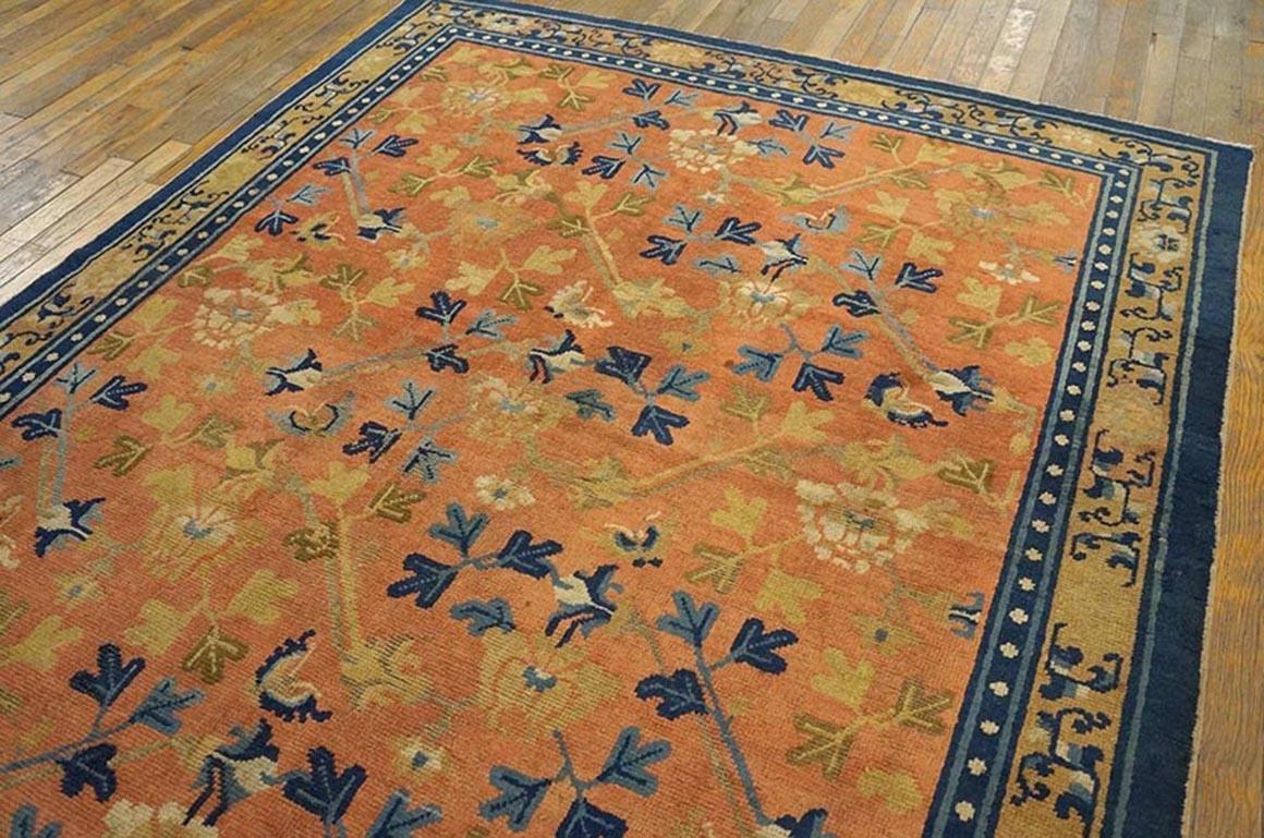 Hand-Knotted Early 19th Century W. Ningxia Carpet ( 5'8'' x 6'10'' - 173 x 208 ) For Sale