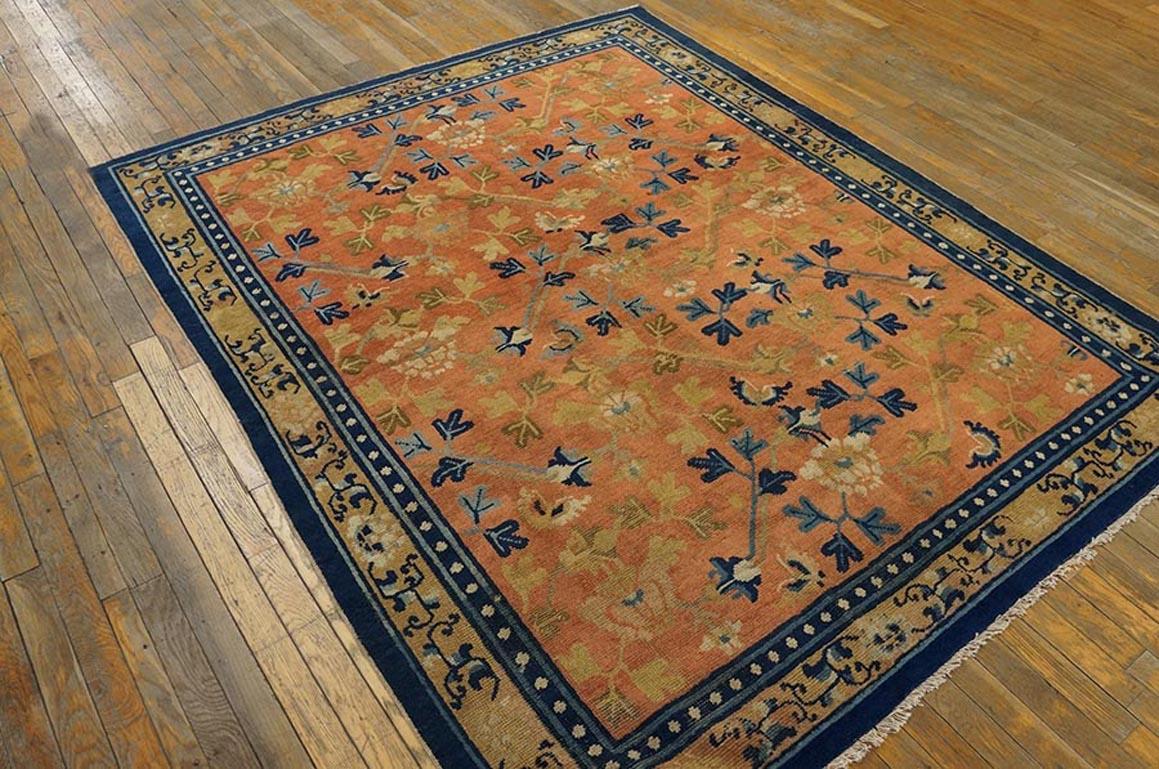 Wool Early 19th Century W. Ningxia Carpet ( 5'8'' x 6'10'' - 173 x 208 ) For Sale