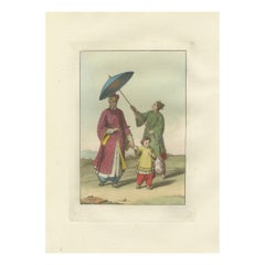 Chinese Noble with Attendant and Child, Hand-Coloured Costume Plate - 1815