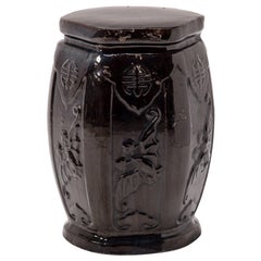 Antique Chinese Noir Garden Drum Table