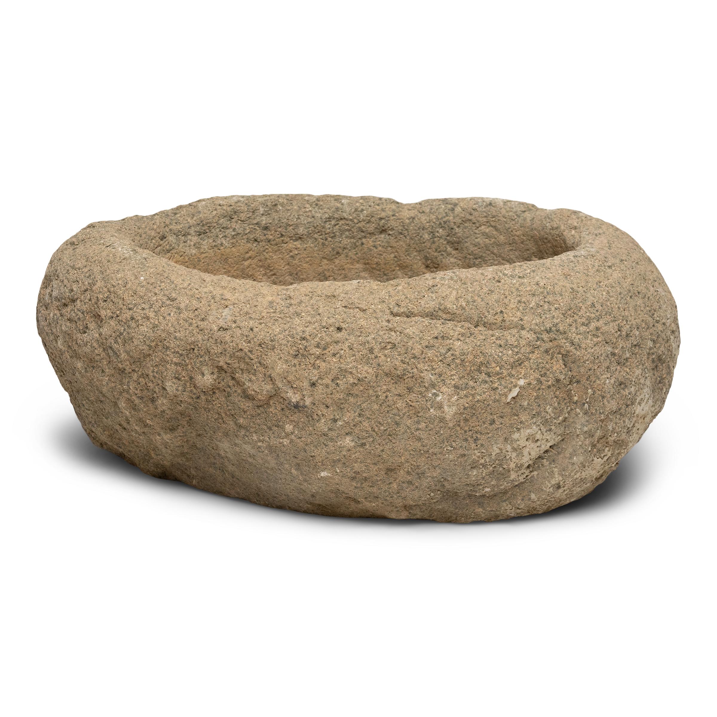 Hand-Carved Chinese Oblong Stone Trough, c. 1850 For Sale