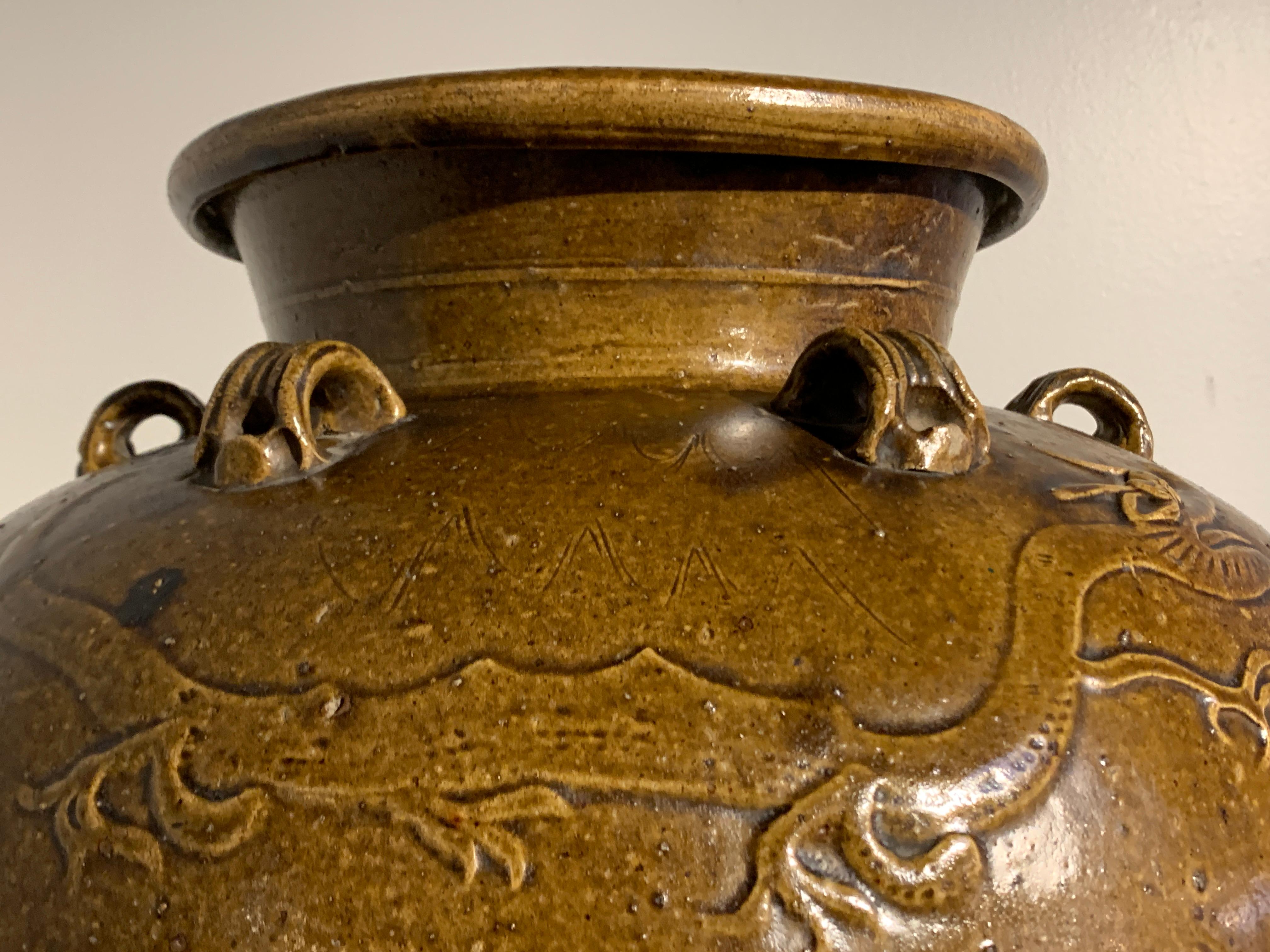 Vaso Martaban cinese smaltato marrone ocra, dinastia Ming, XV-XVI secolo in vendita 5