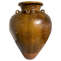 Chinese Ochre Brown Glazed Martaban Jar, Ming Dynasty, 15th-16th Century