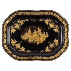Antique Chinese octagonal gilt lacquer tray, circa 1825