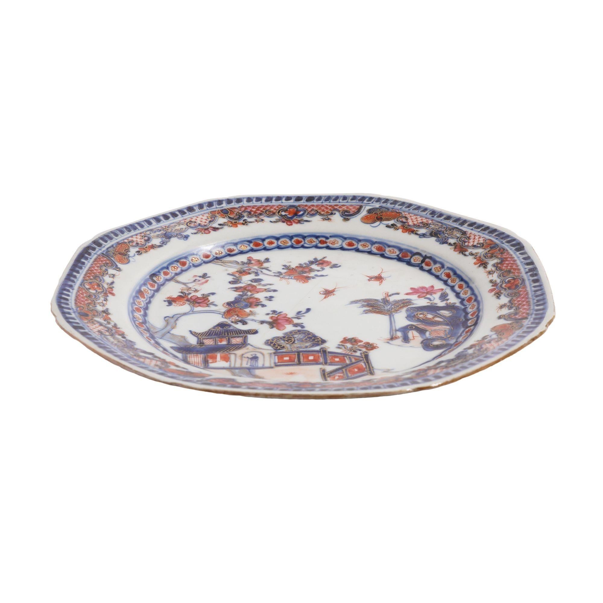 Chinese Export Chinese octagonal Imari export plate, c. 1740-60 For Sale