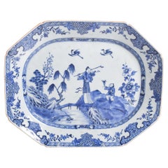 Plat de service octogonal chinois en porcelaine