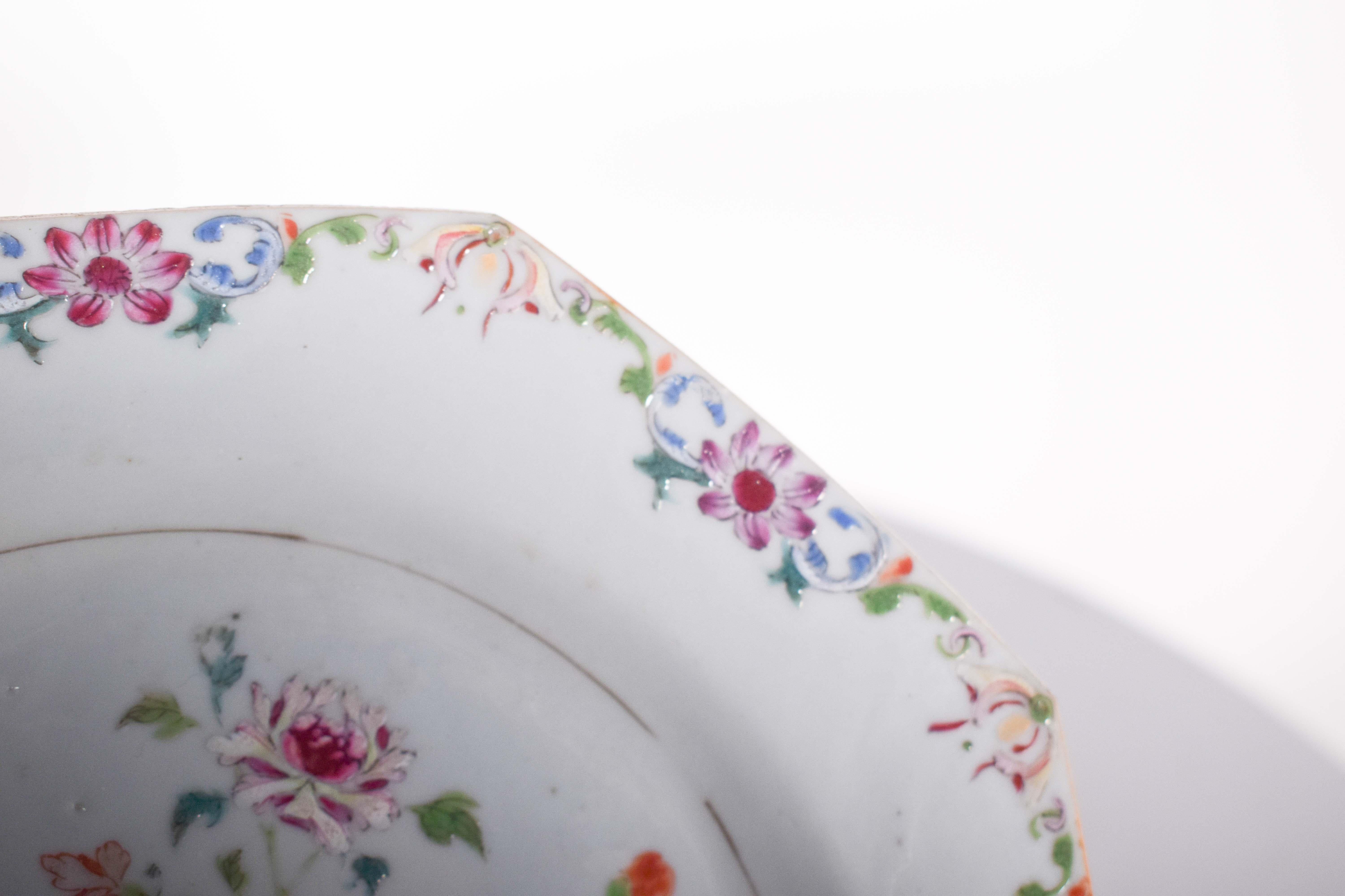 Chinois Assiette octogonale chinoise teintée Qing en vente