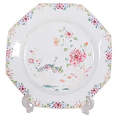 Piatto cinese in porcellana ottagonale, disnato Qing