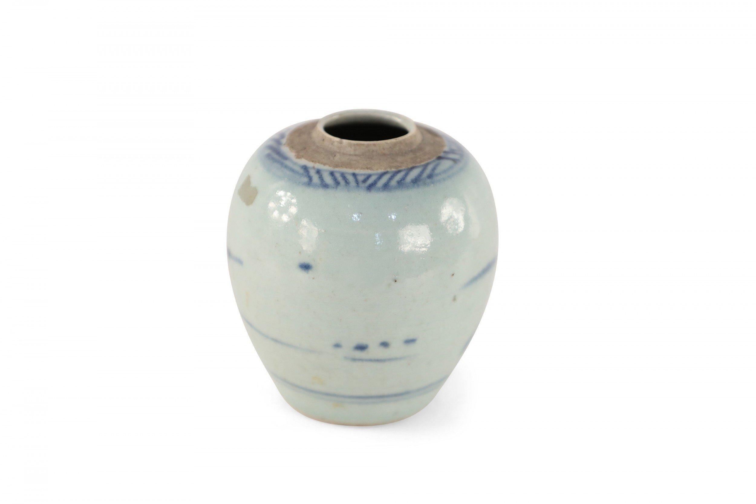 Chinese Off-White and Blue Pastoral Scene Porcelain Jar For Sale 1