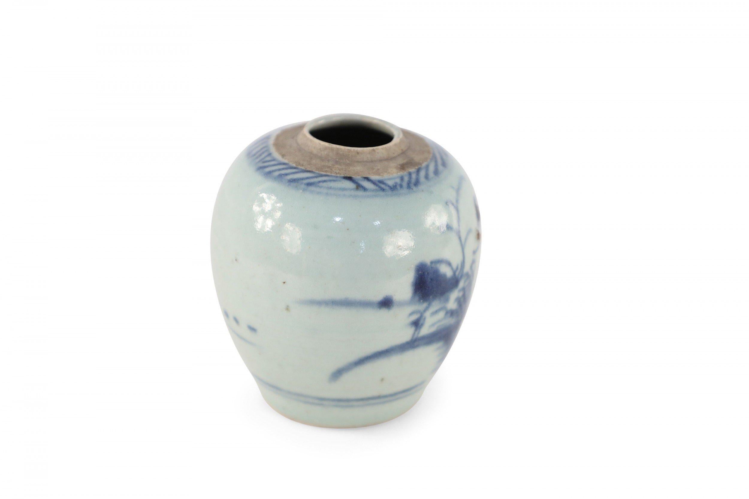 Chinese Off-White and Blue Pastoral Scene Porcelain Jar For Sale 2