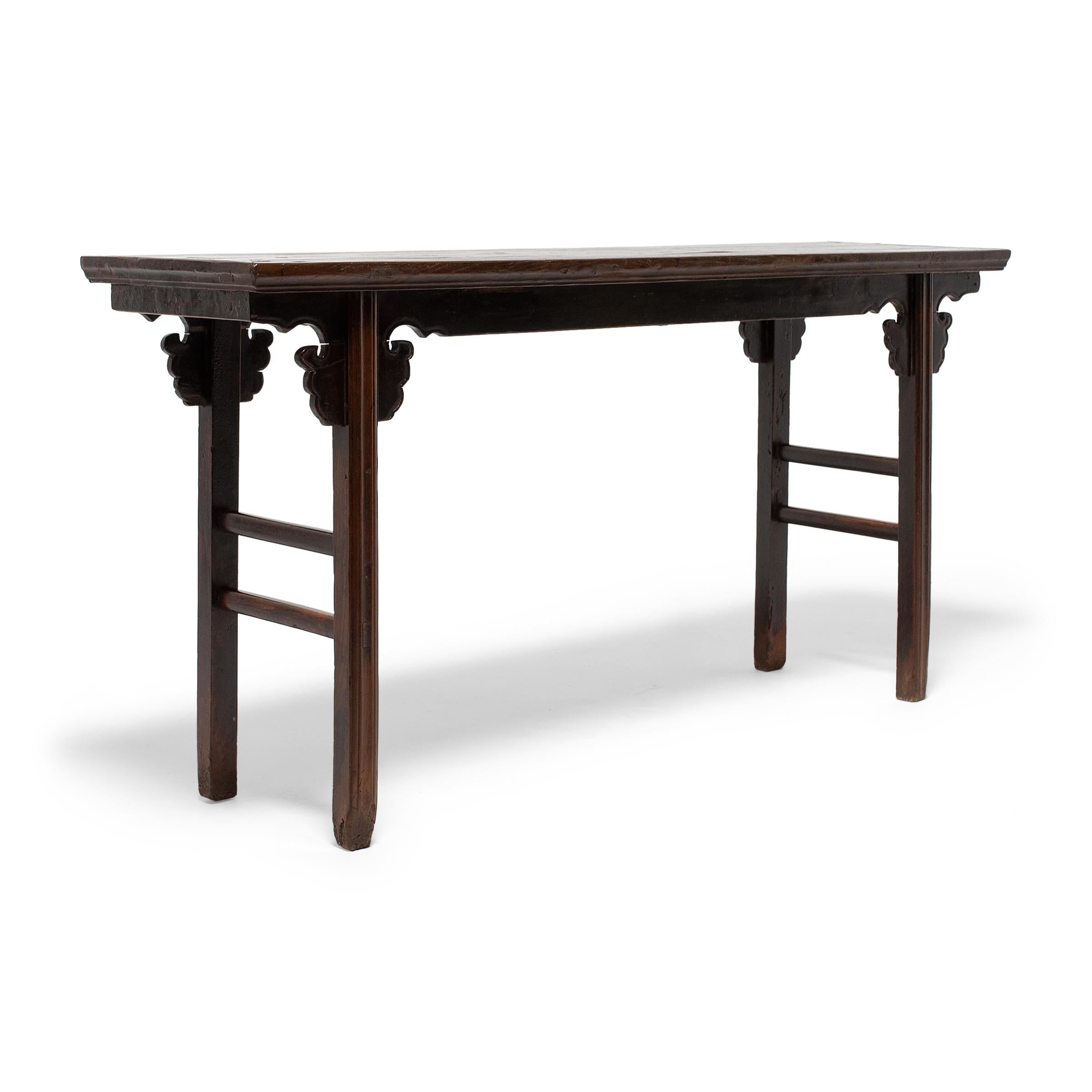 Qing Chinese Offering Table with Ruyi Spandrels, C. 1900 For Sale