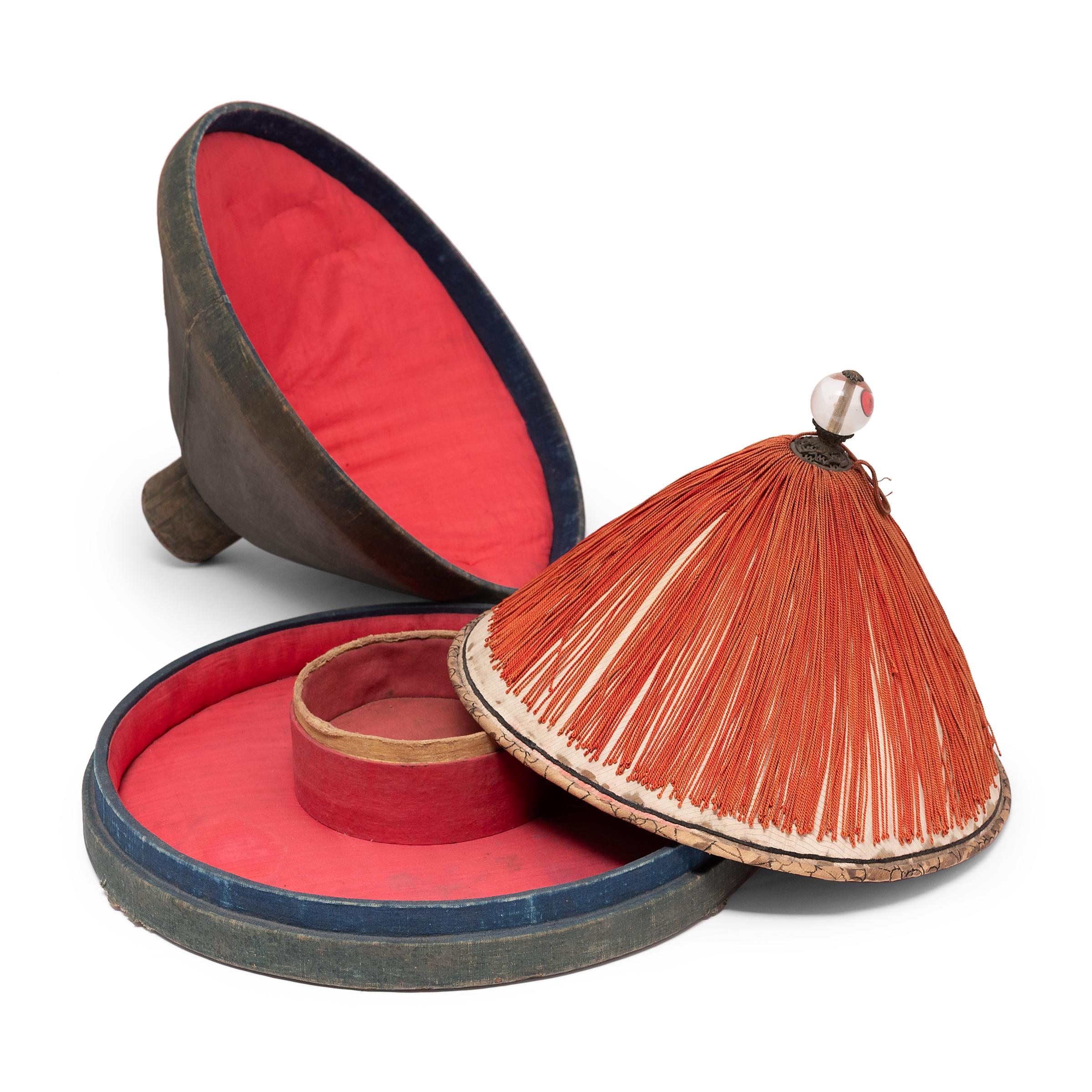 19th Century Chinese Official's Summer Hat and Hat Box, c. 1900 For Sale