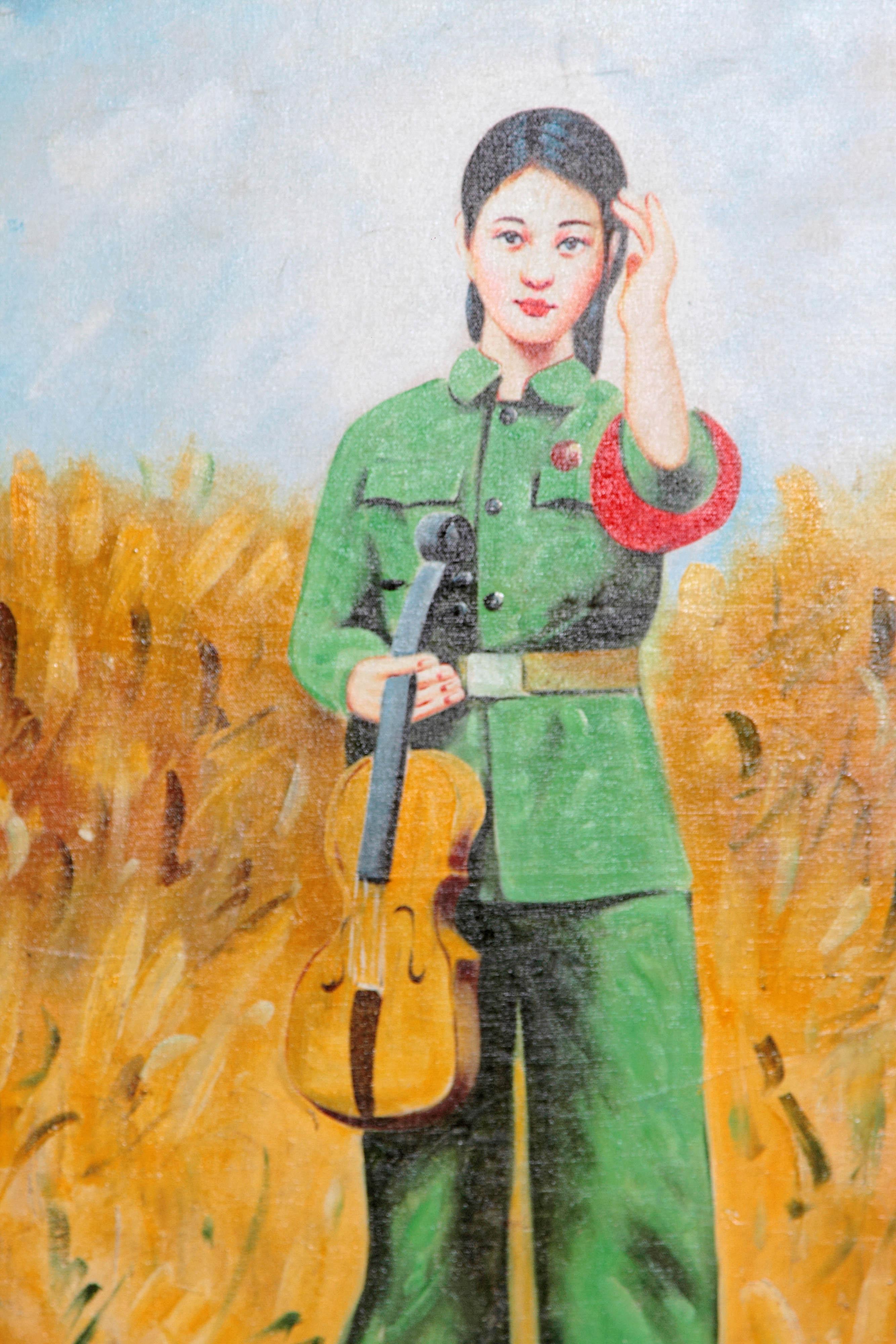 A rare and realistic oil on canvas from China's Cultural Revolution. Signed and dated 1974.