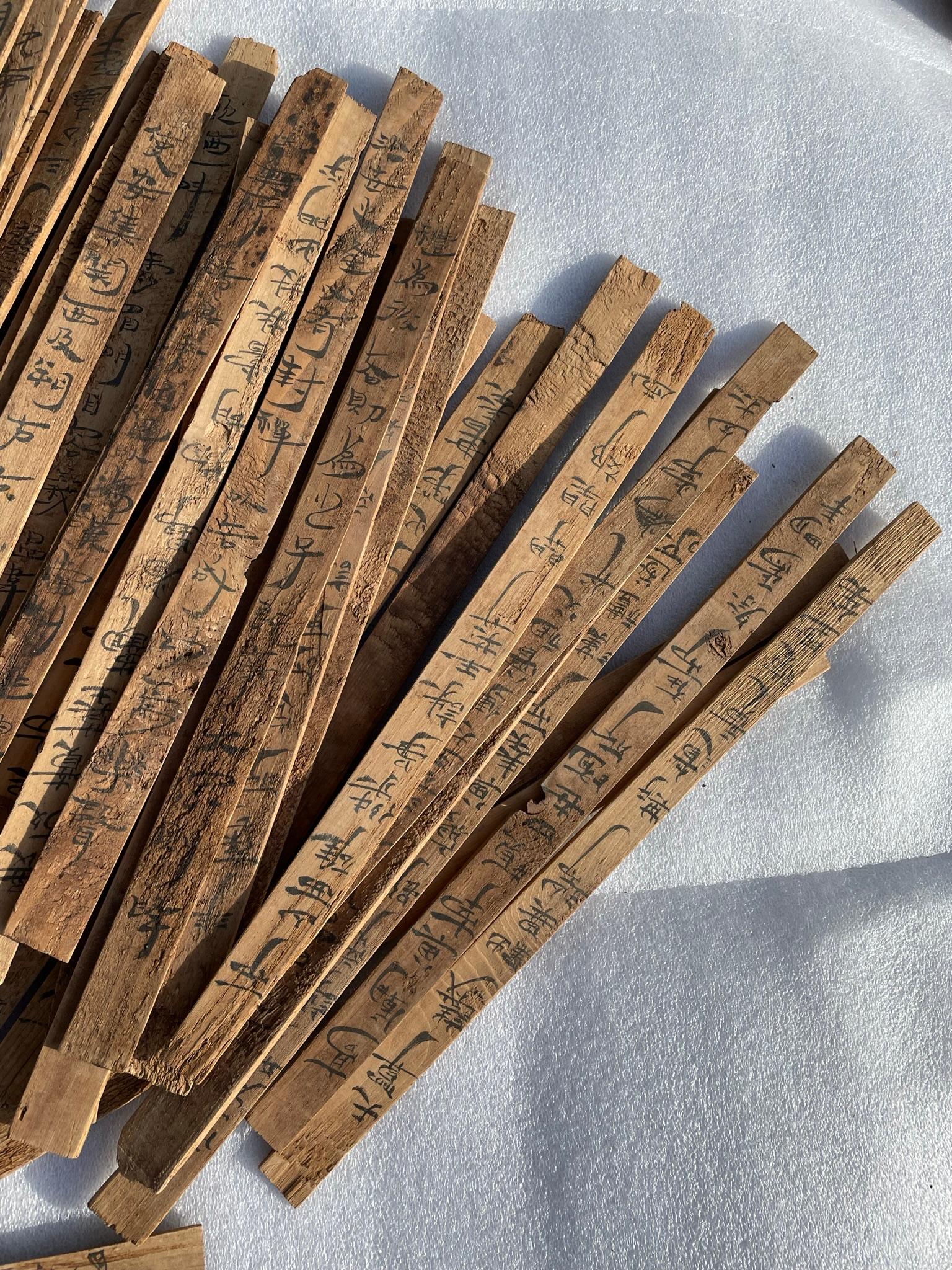 Chinese Old Bamboo Slips with Calligraphy Jiandu, 59 Piece Collection 1