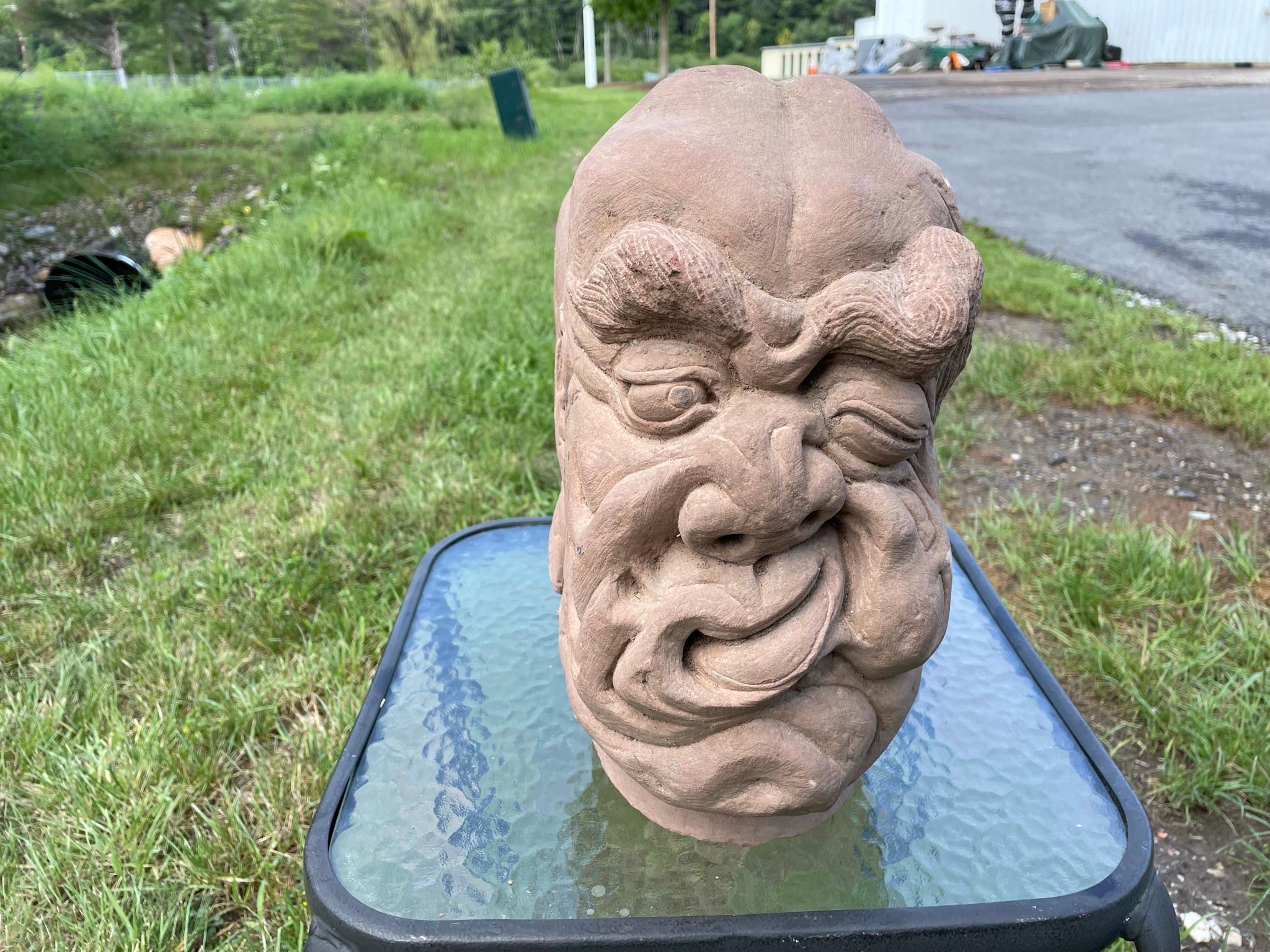 Chinese Old Fantastic Contorted Face Monk Sculpture For Sale 2