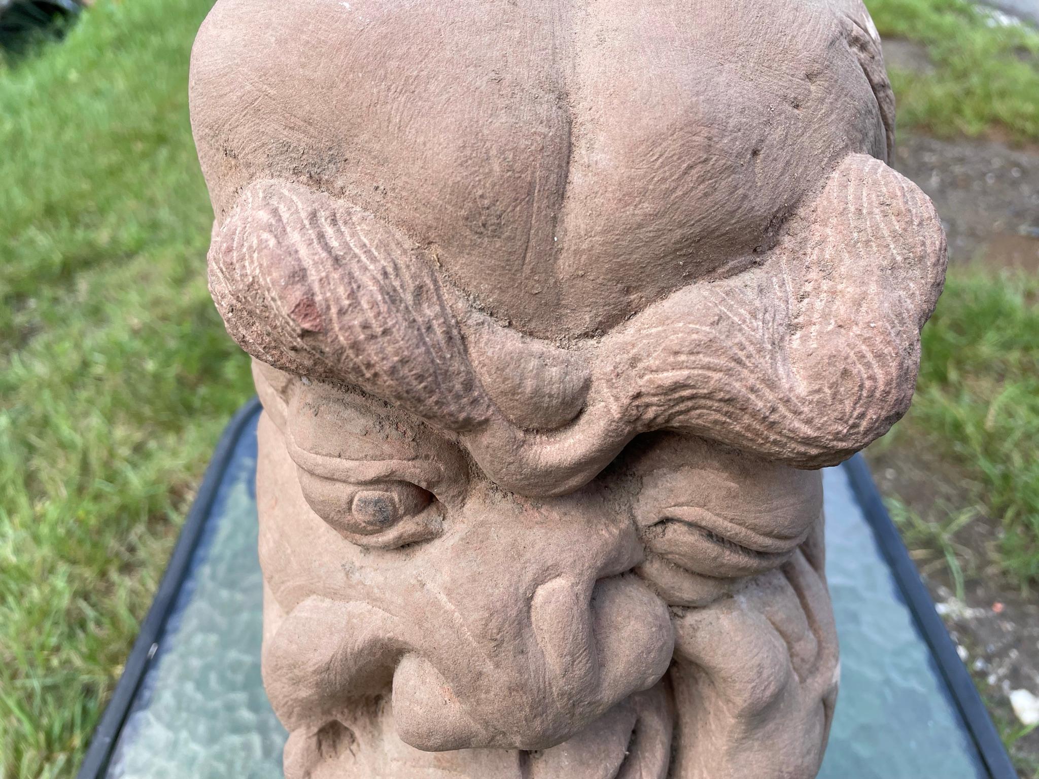 Chinese Old Fantastic Contorted Face Monk Sculpture For Sale 3