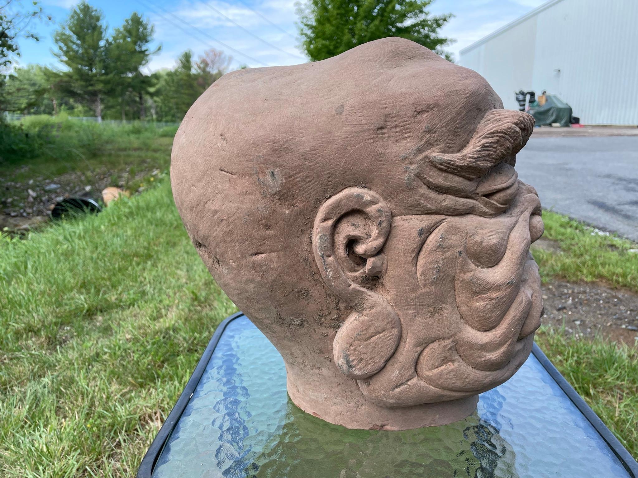 Chinese Old Fantastic Contorted Face Monk Sculpture In Good Condition For Sale In South Burlington, VT