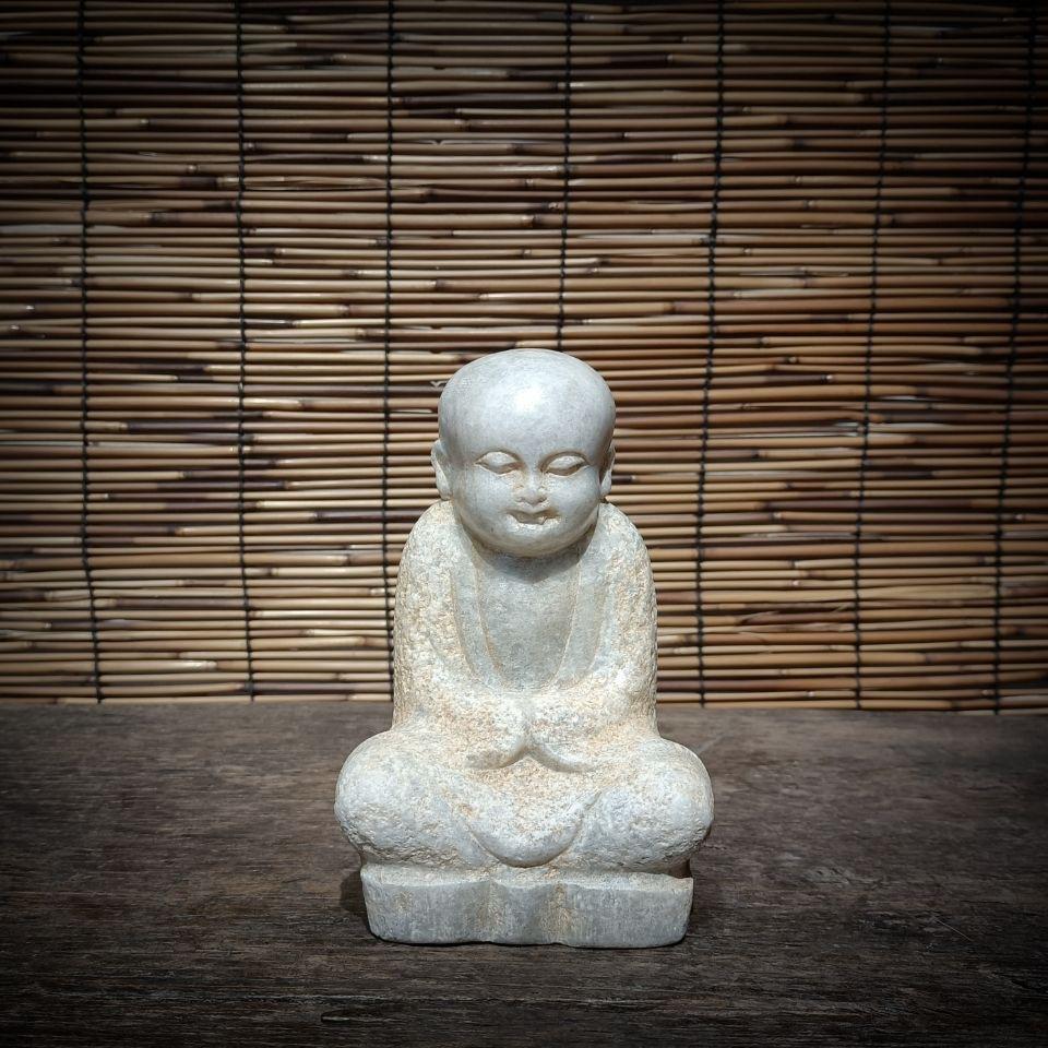 This Chinese old marble carving of a young sitting monk statue is a significant piece of art that reflects both spiritual values and masterful craftsmanship. Such statues are appreciated for their aesthetic appeal, historical importance, and the