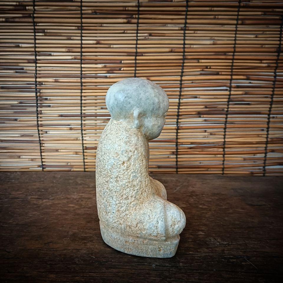 Carrara Marble Chinese Old Marble Carving Young Sitting Monk Statue For Sale