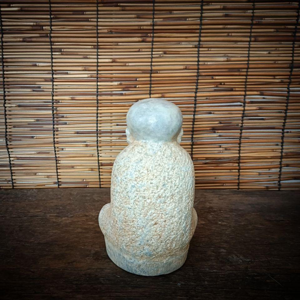 Chinese Old Marble Carving Young Sitting Monk Statue For Sale 1